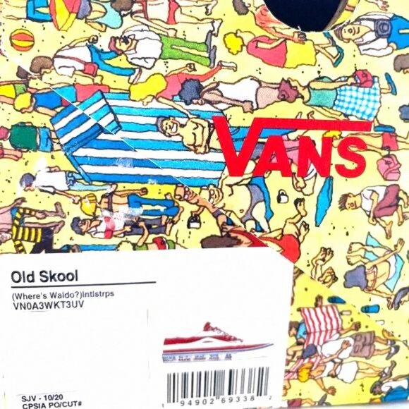 💖MEGA SALE💖VANS x Where's Waldo Red White Old VN0A3WKT3UV Women's Low Skool - Picture 13 of 15